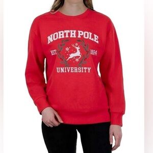 State of Mine Red Sweatshirt Women’s XL North Pole University Christmas NWT